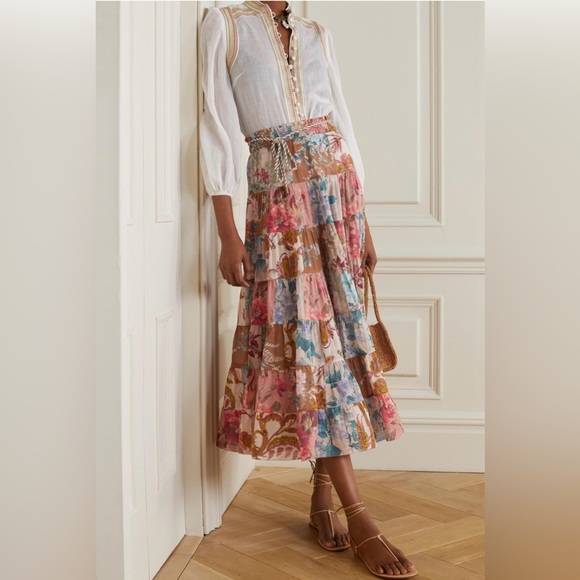 Zimmerman Cassia Floral Patchwork Maxi Skirt NWOT - Picture 5 of 17